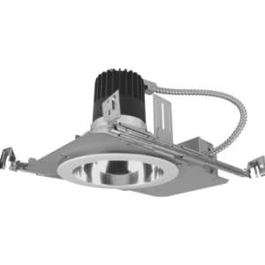 Nicor Lighting CDG6138SUS9CLWHMNE2 6" Modular LED Downlight System with Frame Medium-Narrow Optic 8W Emergency Backup, Selectable CCT, Clear/White