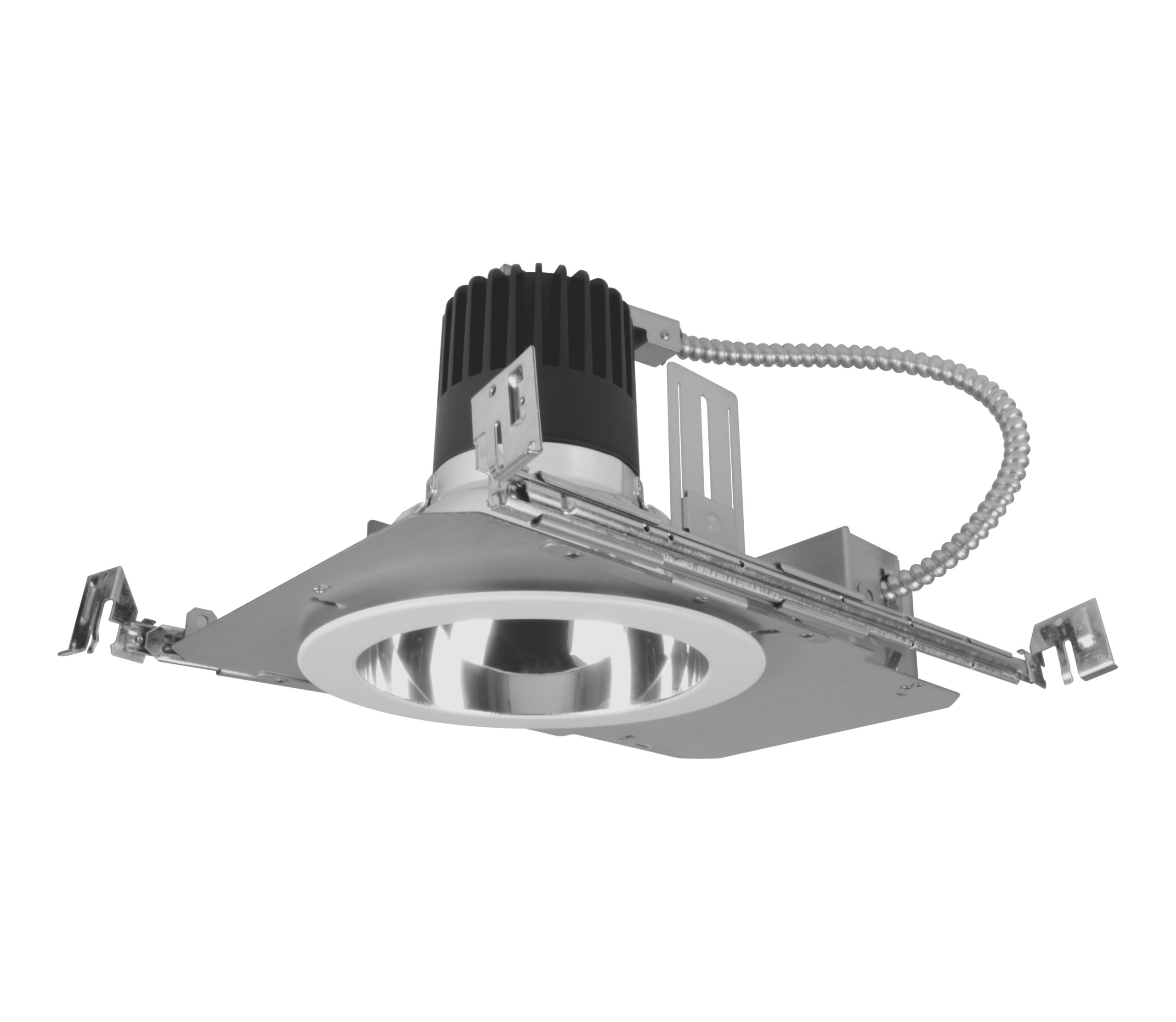 Nicor Lighting CDG6138SUS9CLWHMNE2 6" Modular LED Downlight System with Frame Medium-Narrow Optic 8W Emergency Backup, Selectable CCT, Clear/White